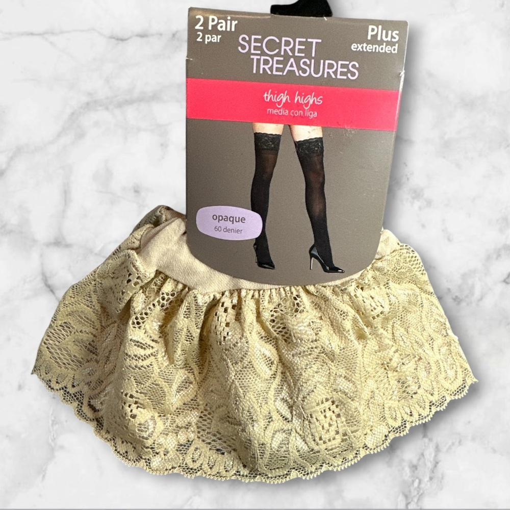 Secret Treasures thigh high 2 pairs in chino size plus extended